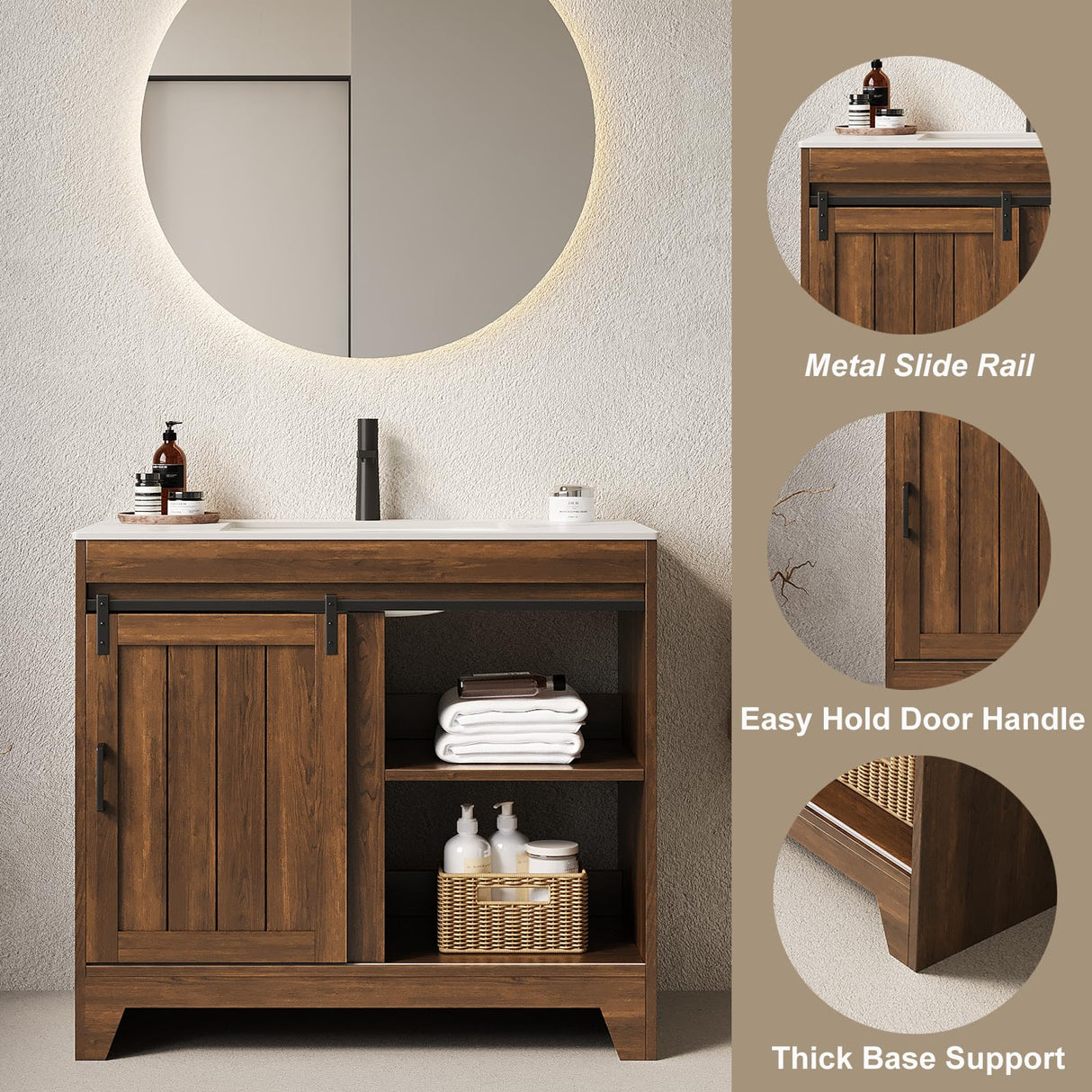 36" Farmhouse Bathroom Vanity with Ceramic Sink