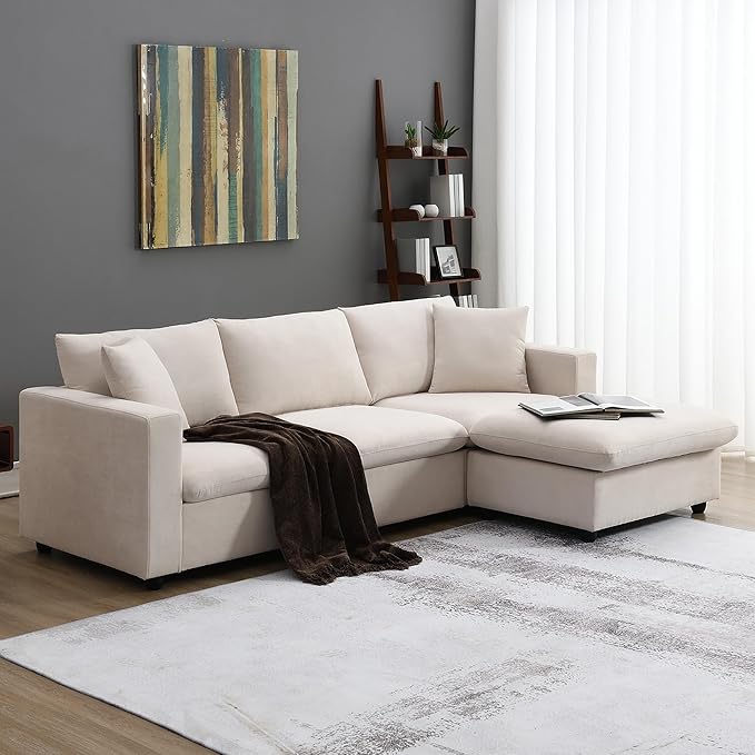 P.Purlove Modular L-Shaped Sectional Sofa – Multiple Sizes, Reversible Chaise