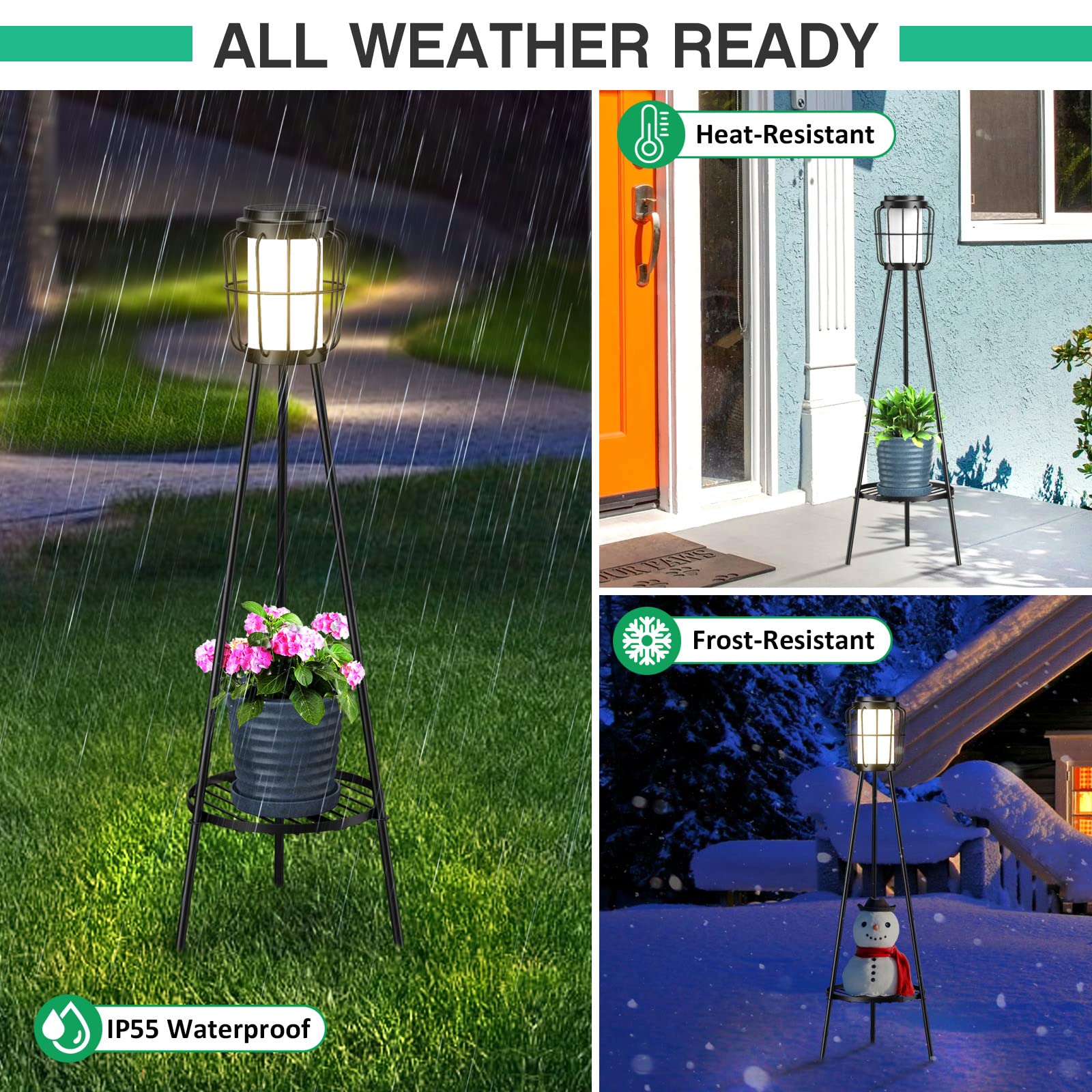 2 Pack Solar Lights Outdoor with Plant Stands, Solar Floor Lamp