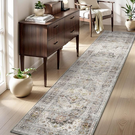 Area Rug 5X7 Rugs for Living Room-Vintage Soft Beige Rugs for Bedroom-Non Slip Carpet