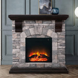 40 in.Freeing Electric Fireplace with Stone Mantel - L X D X H(Inch):40 * 12 * 39.2 Brown