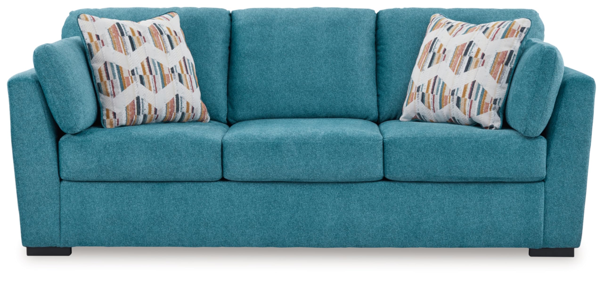 Keerwick Scandinavian Sofa with 4 Toss Pillows, Blue