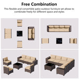 Furniture Set Sofa 7-pcs Wicker Sectional Sofa Set,Outdoor Furniture