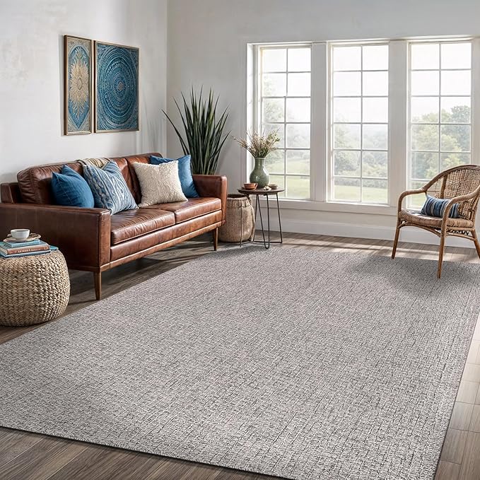 Easy Jute Rug 9x12, Indoor Outdoor Natural Color Farmhouse Area Rugs for Living Room
