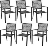 Outdoor Patio Dining Chairs Set of 2 with Armrests and Metal Frame