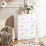 3 Drawer Dresser, White Nightstand for Bedroom with Fabric Drawers,