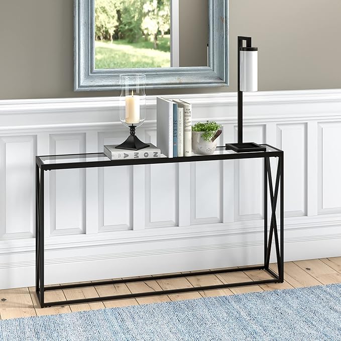Arlo 55'' Wide Rectangular Console Table in Brass