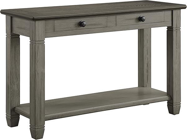 Lilith Two Tone Wood 2-Drawer Sofa Table, 48" x 18", Rosy brown/Antique White