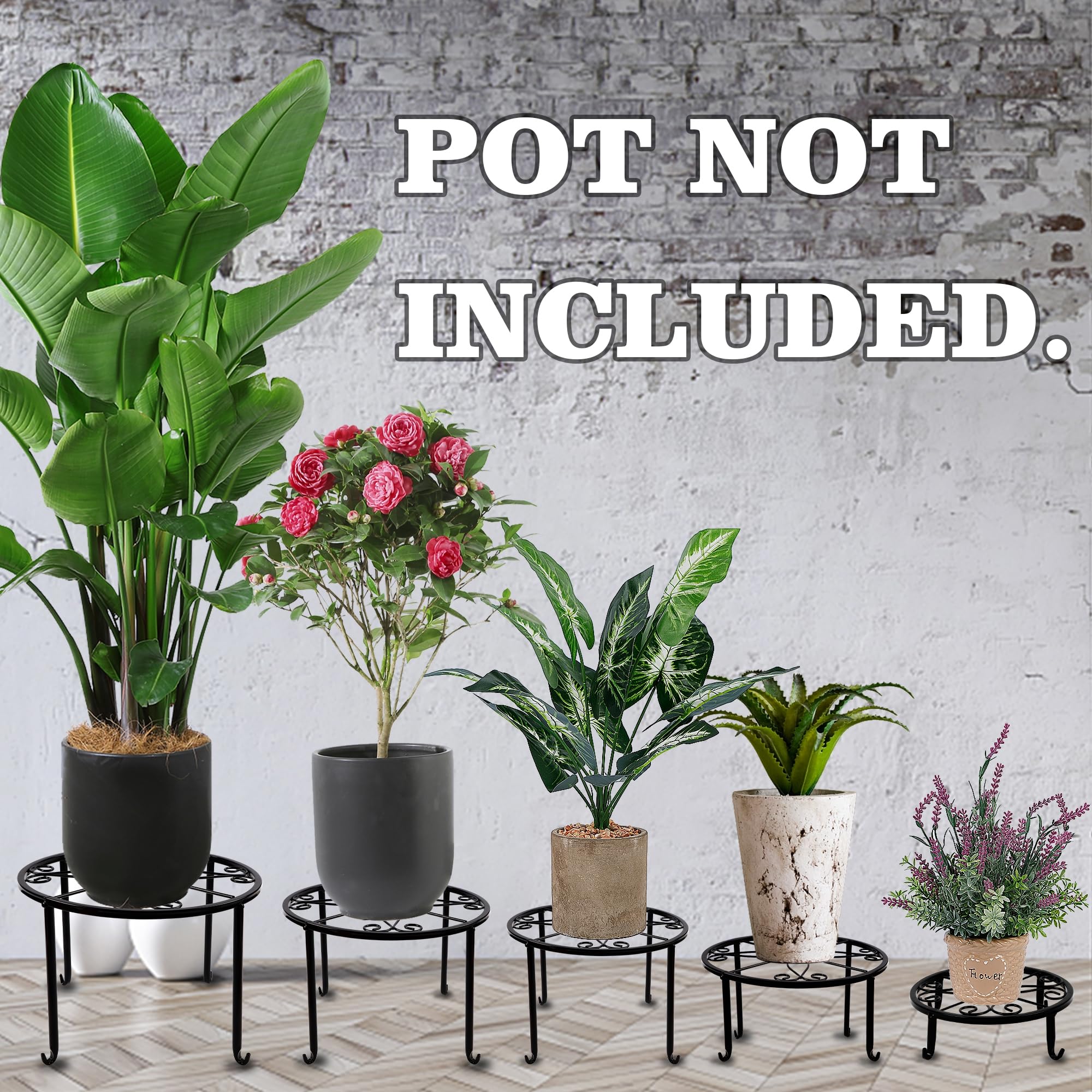 yosager Metal Plant Stands for Flower Pot, Heavy Duty Potted Holder, Indoor Outdoor Metal Rustproof Iron Garden Container Round Supports Rack for Planter