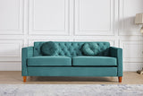 Soft Elegant High Density Foam 79.5'' Wide Emerald Green Velvet Living Room Tight Back Removable Cushion & Solid Wood Legs (S5536-5541) Sofas