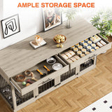 72" Double Dog Crate Furniture with Storage Drawers