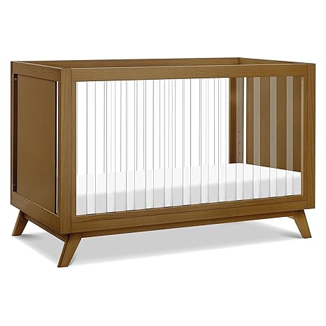 Otto 3-in-1 Convertible Crib in Walnut with Acrylic Slats, Greenguard Gold Certified