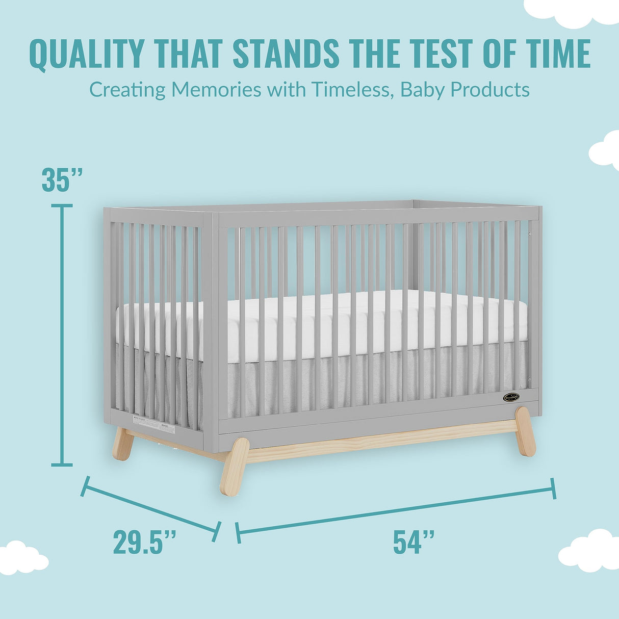 5-in-1 Convertible Crib in Pebble Grey Oak, JPMA & Greenguard