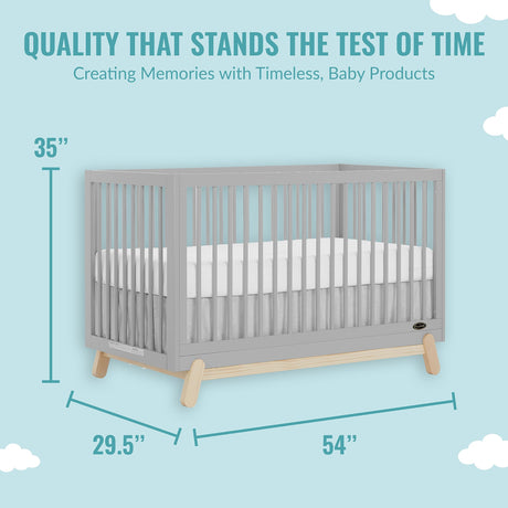 5-in-1 Convertible Crib in Pebble Grey Oak, JPMA & Greenguard