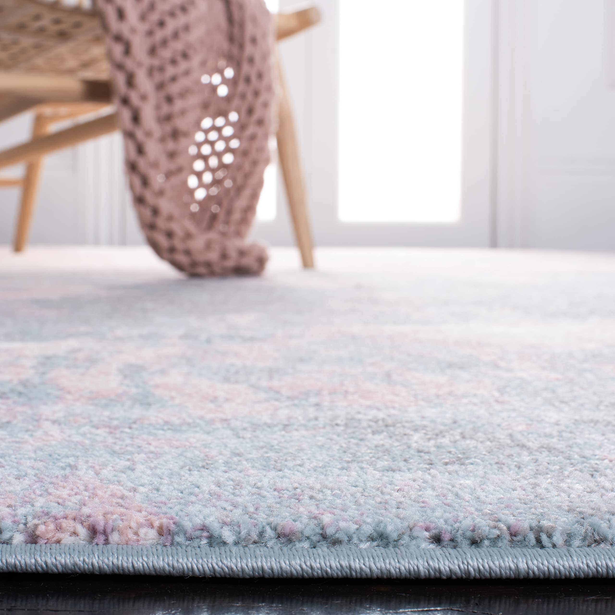 SAFAVIEH Glacier Collection Area Rug - 10'6" x 14', Pink & Blue, Modern Abstract Design, Non-Shedding & Easy Care, Ideal for High Traffic Areas in Living Room, Bedroom (GLA123U)