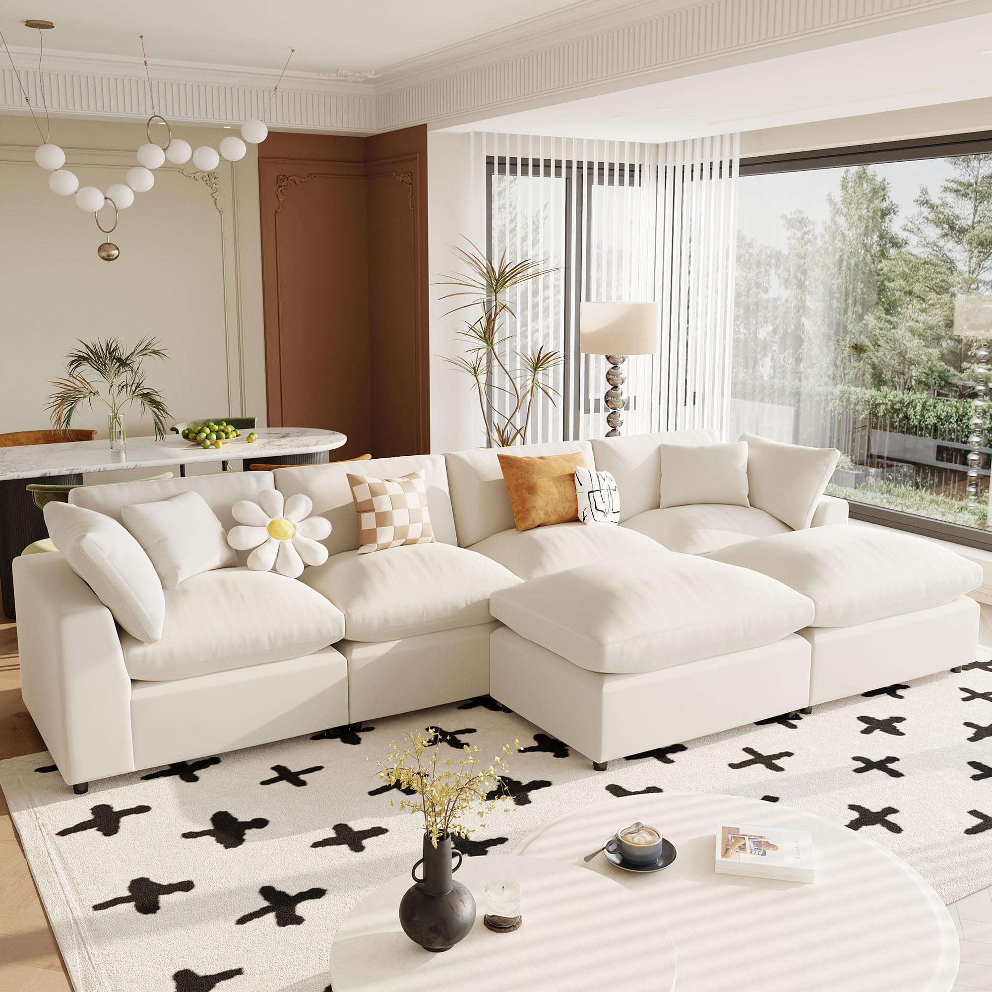 Modern Large U-Shape Sectional Sofa, 2 Large Chaise