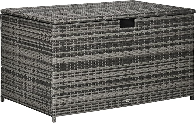 113 Gallon Deck Box, Rattan Outdoor Storage Box, Waterproof Storage Container for Indoor