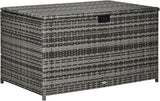 113 Gallon Deck Box, Rattan Outdoor Storage Box, Waterproof Storage Container for Indoor