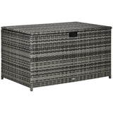 113 Gallon Deck Box, Rattan Outdoor Storage Box, Waterproof Storage Container for Indoor