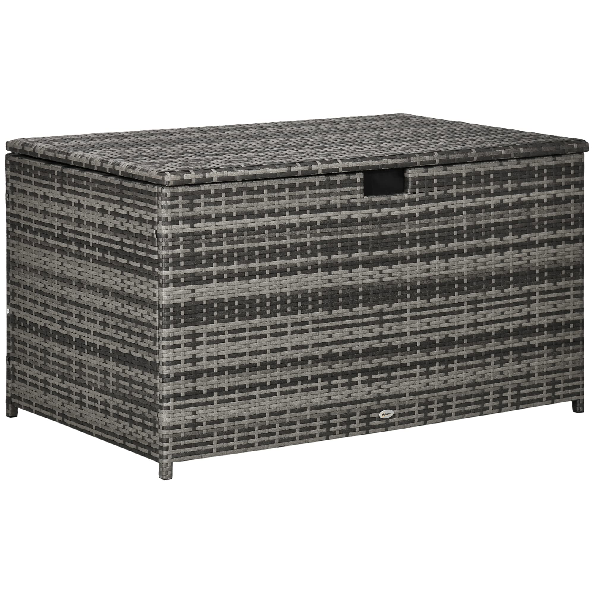 113 Gallon Deck Box, Rattan Outdoor Storage Box, Waterproof Storage Container for Indoor