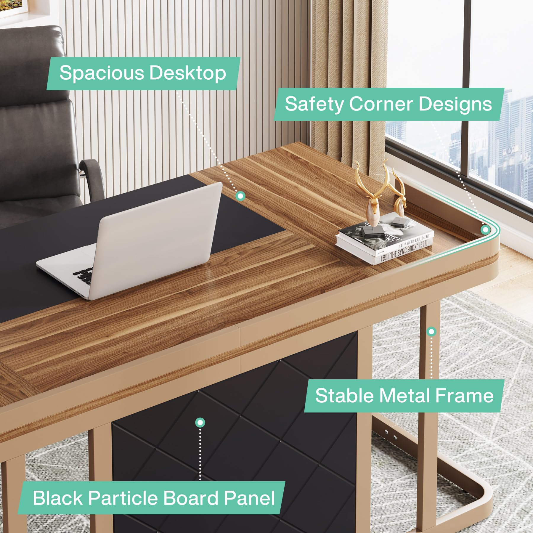 63 x 31.5 inch Large Office Desk Computer Table Study Writing Desk Workstation