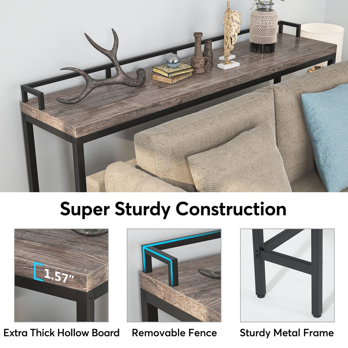 Console Table Behind Sofa Couch, 70.9 Inch Long and Narrow Entryway Table