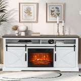 Electric Fireplace Tv Stand For 80" Tvs, Rustic Media Console Tables For Living Room