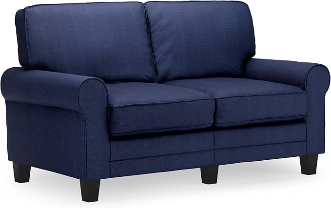 Copenhagen Rolled Arm, Easy Care Polyester, Soft Pillow Back, Pocket Coil Seat Cushions, Removable Covers, Loveseat or Couch for Small Spaces, Living Rooms or Bedrooms, 78" Sofa, Buckwheat