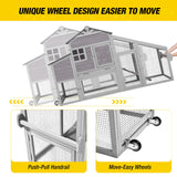 Chicken Coop Mobile Hen House with Large Nesting Box 73" Expandable