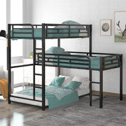 Heavy-Duty Triple Bunk Beds, L-Shaped Metal Bunk Bed