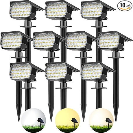 3 Colors Solar Lights Outdoor Waterproof IP65 Outdoor Spot Lights for Yard 52