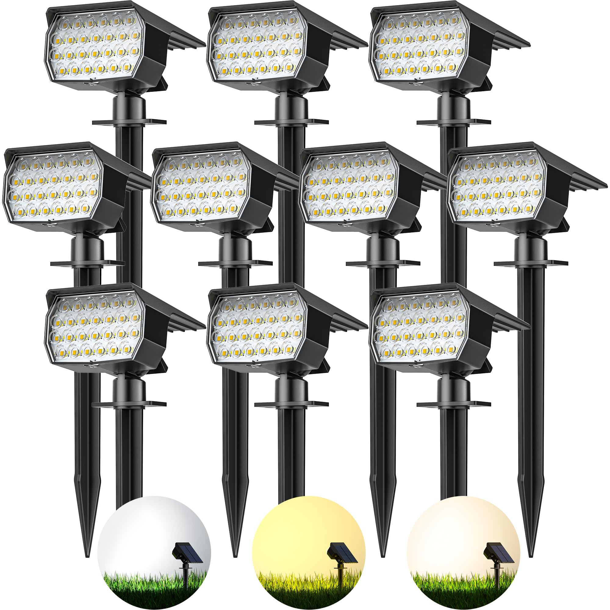 3 Colors Solar Lights Outdoor Waterproof IP65 Outdoor Spot Lights for Yard 52
