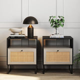 Mina Rattan Wood End Side Accent Table Nightstand