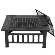 32” Heavy Duty Square Fire Pit Outdoor Metal Firepit - Bircata