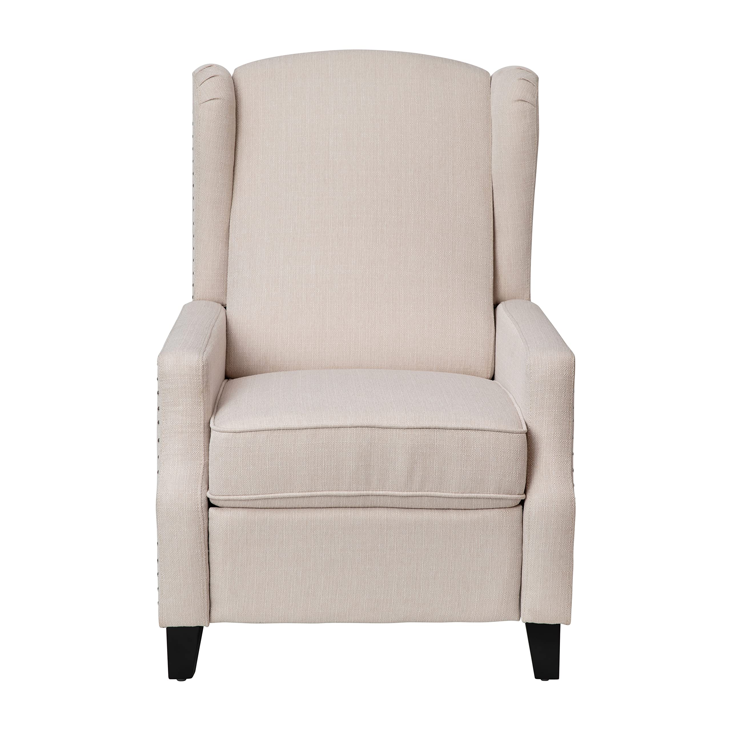 Prescott Polyester Fabric Upholstered Slim Wingback Recliner, Modern Pushback Recliner