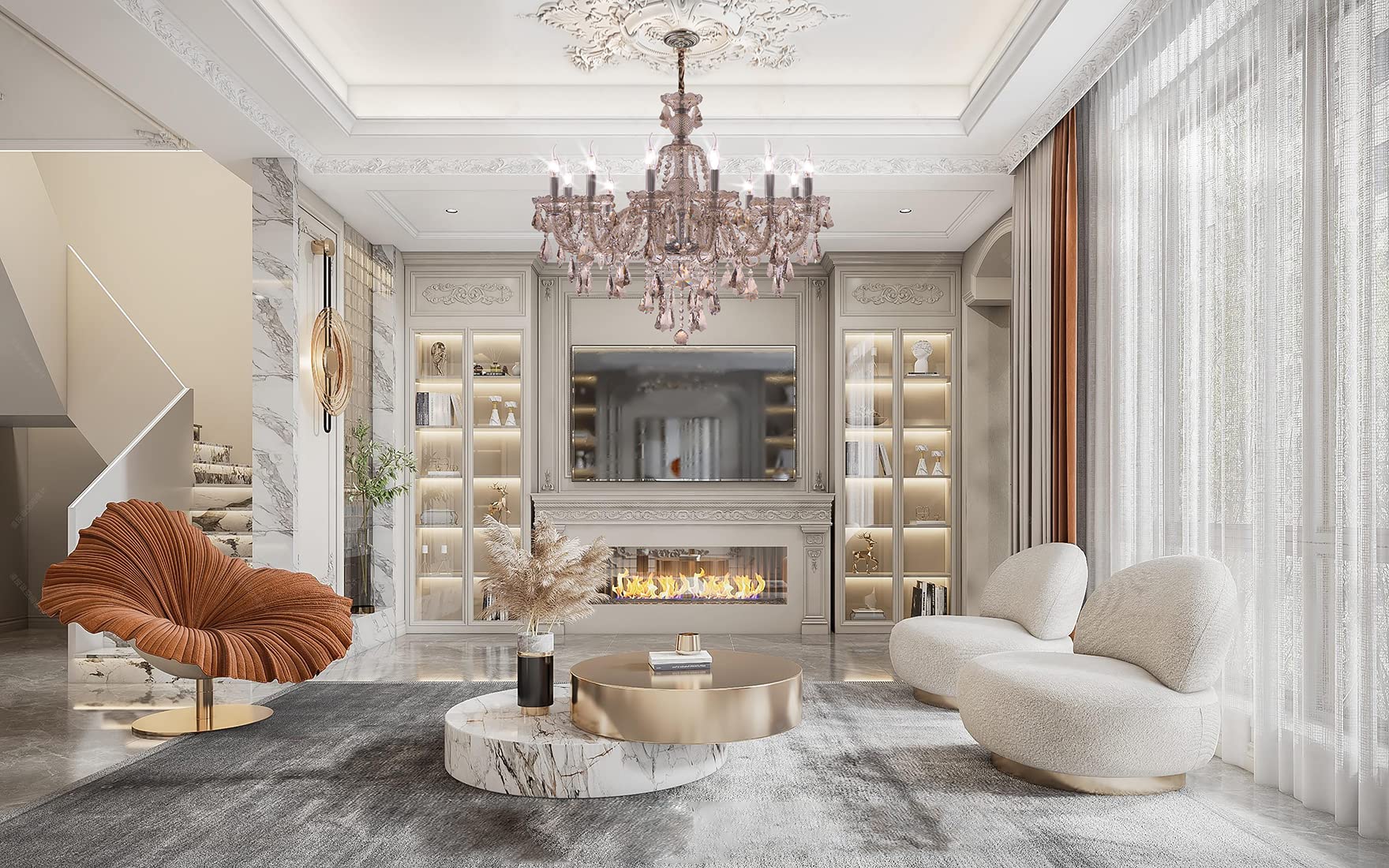 Cognac 12 Lights K9 Crystal Chandelier Modern Luxurious Light Candle