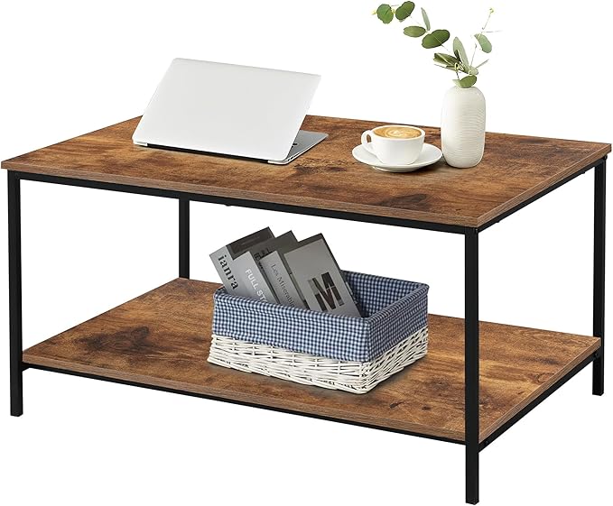 Coffee Table with Drawers, Coffee Table for Living Room, 2-Tier Coffee Tables