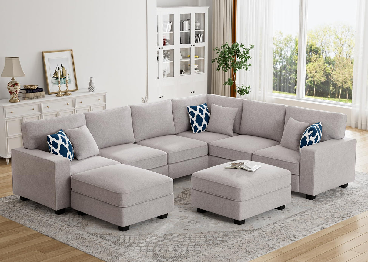 Modular Sectional Sofa U Shaped Sofa Couch with Ottoman Modern