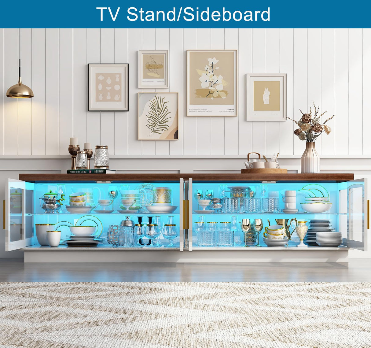 TV Stand for 85/80/75inch TV,High Glossy Modern TV Stand for Living Room