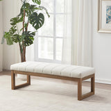 52.7" Bedroom Bench for End of Bed, Modern Upholstered Teddy Fabric Entryway Bench & Dining Bench