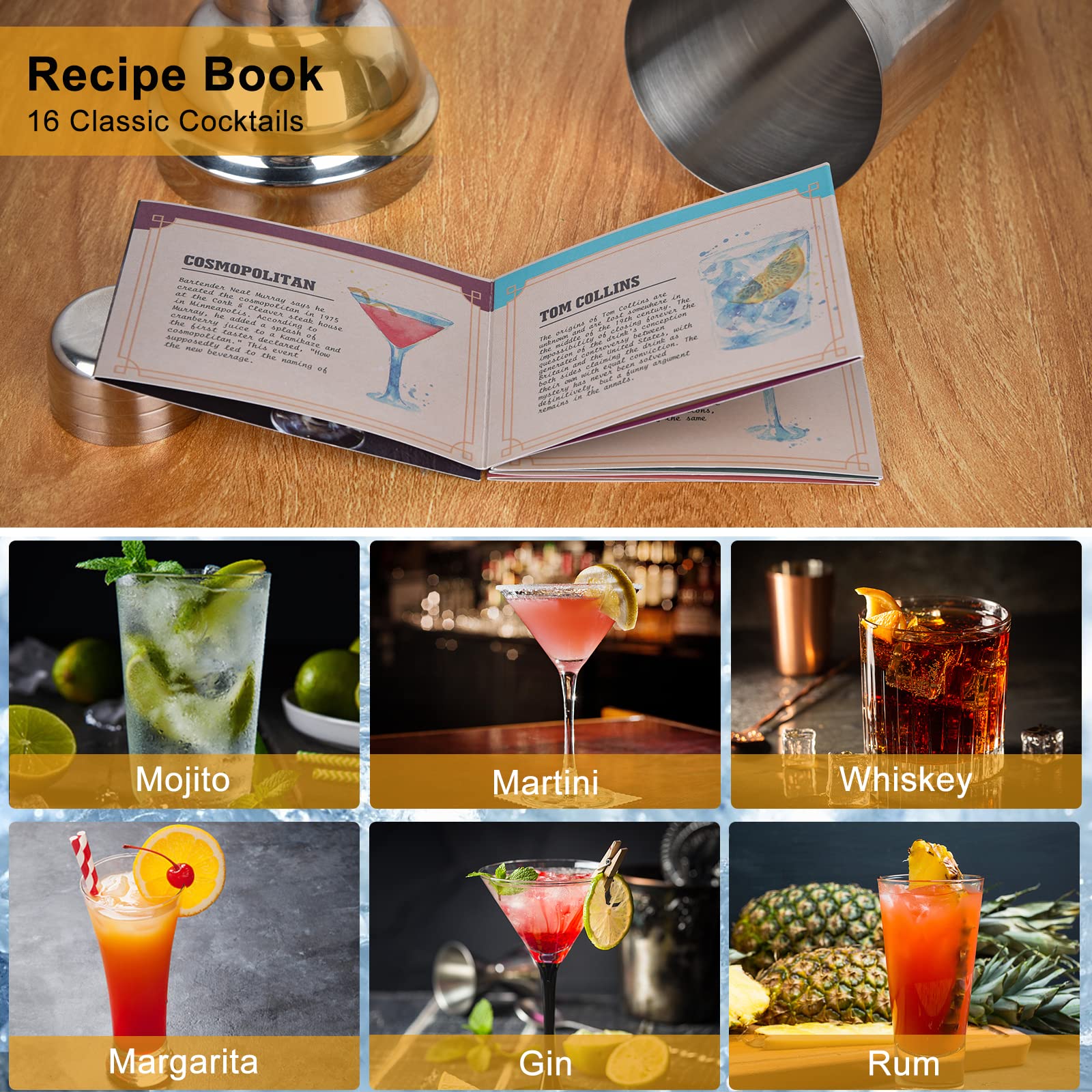 Bartender Kit, Cocktail Shaker Set for Mixed Drink Home Bar