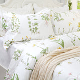 Shabby Floral Duvet Cover Set White and Green Cotton Bedding Set