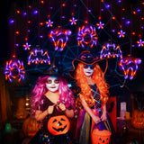 Halloween Window Lights, Hanging Halloween Decorations Orange Purple Cat Spider and