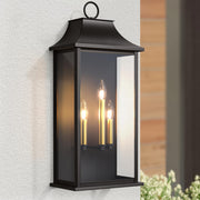 Dusk to Dawn Outdoor Wall Light 3-Light, 25" Large Outdoor Light Fixture, Black Exterior Wall Lantern