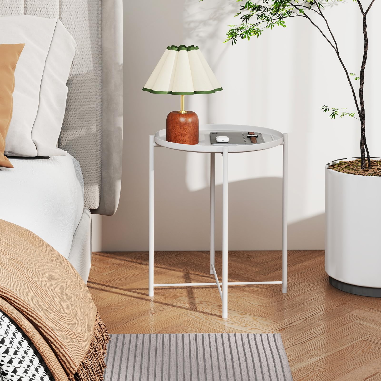 Tray Metal End Table, Sofa Table Small Round Side Tables