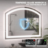 84x40 Inch Arch LED Bathroom Mirror with Dimmable Lights