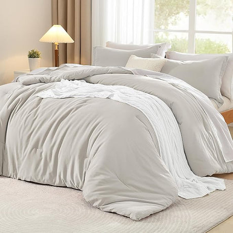 Sage Green Comforter Full Size, Cotton Comforter Solid Color 3 Pieces, Breathable Aesthetic Soft Bedding Set All Season(1 Comforter 79x90 inch, 2 Pillowcases)