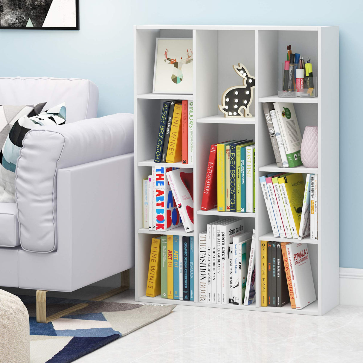 Luder Bookcase / Book / Storage , 11-Cube, White