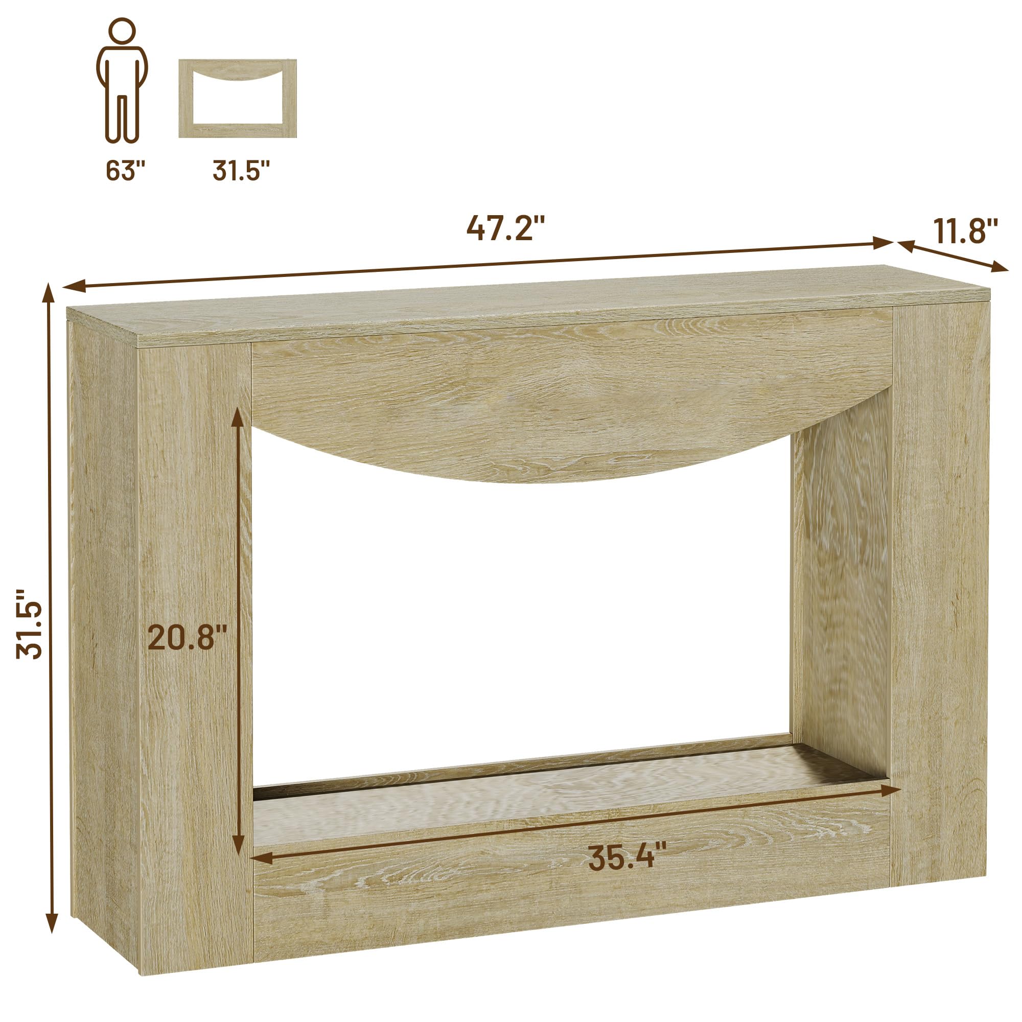 47" Farmhouse Console Table with LED Light