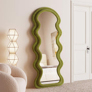Full Length Mirror, 63" x 24" Wall Mirror, Flannel Wrapped Wooden Frame Floor Mirror